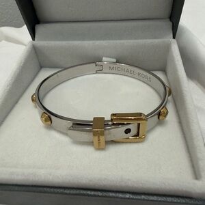 Michael Kors Silver and Gold Buckle Stud Bracelet